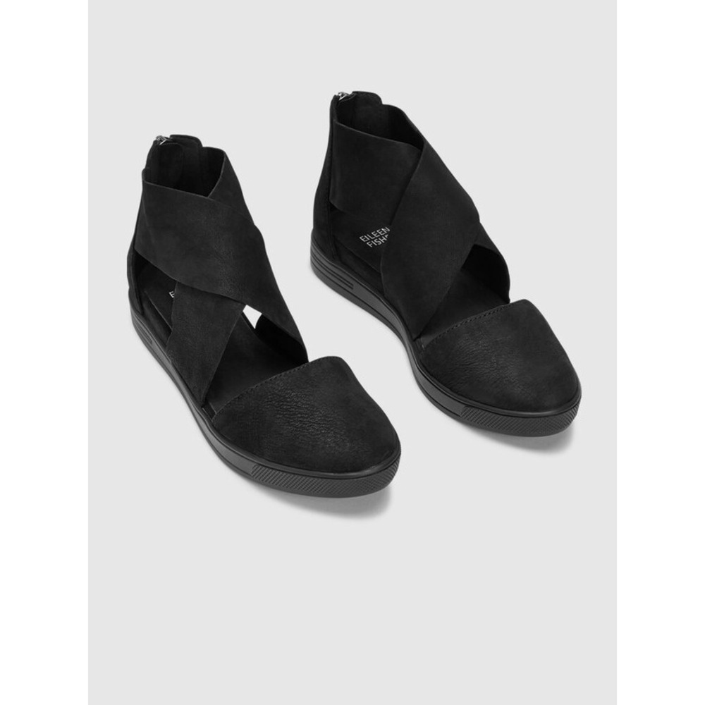 Eileen Fisher Carver Tumbled Nubuck Sneaker Sandals Women's Size 6.5 Black‎